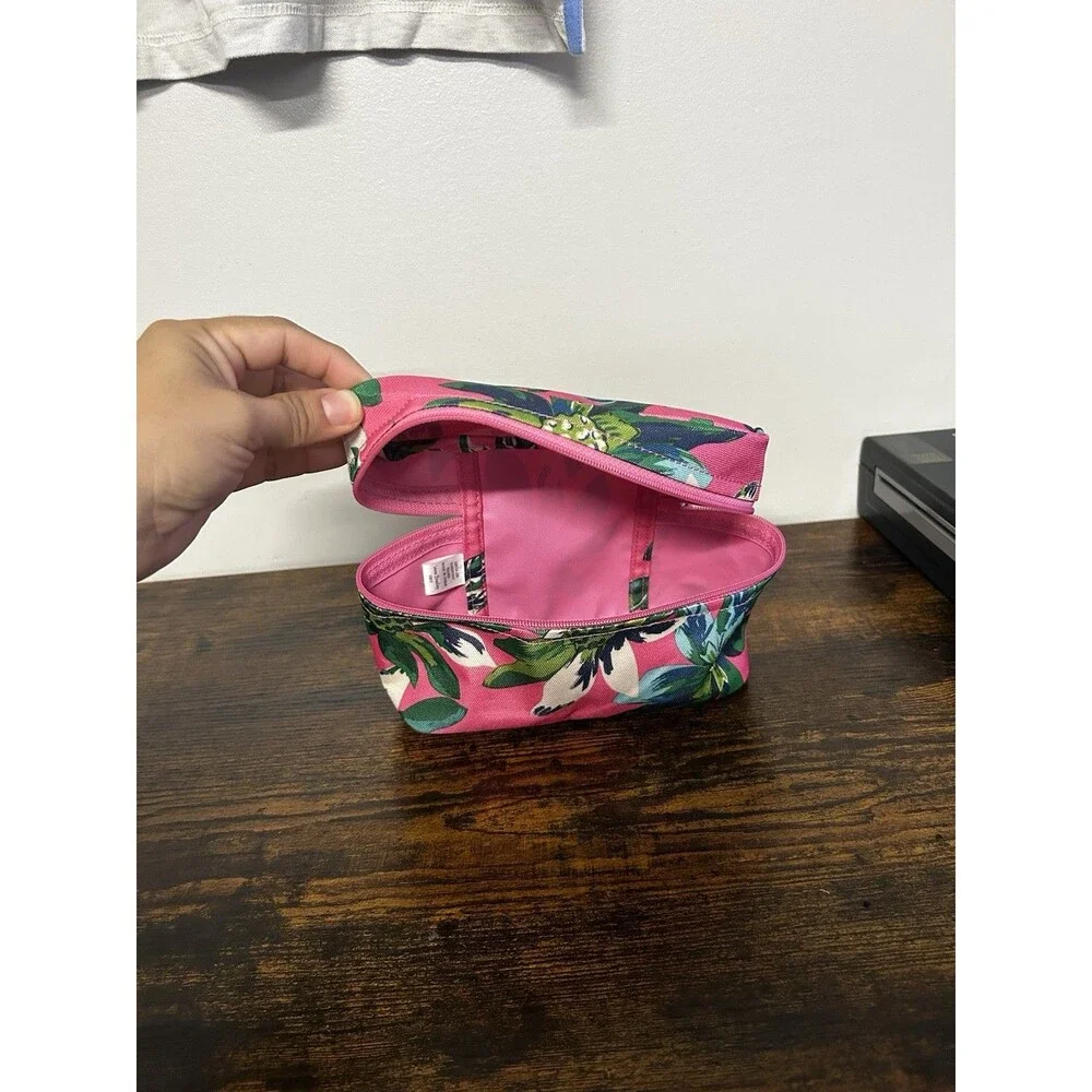 Vera Bradley medium cosmetic makeup bag Pink Tropical Paradise floral pattern